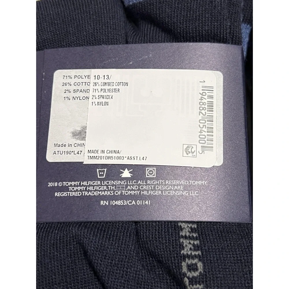 Tommy Hilfiger Socks Mens Shoe Size 7-12 Blue Black Crew Lot‎ 2 Packs 8 Pairs